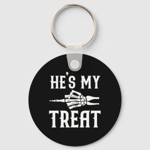 Hes My Treat Skeleton Matching Couple Halloween Co Keychain