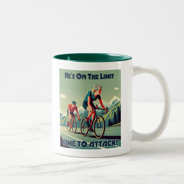 He's On The Limit Time To Attack Women's Cycling Two-Tone Coffee Mug (Right)