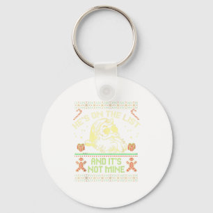 He's On The List Not Mine Santa Ugly Christmas Swe Keychain