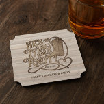 He's Tying the Knot Cowboy Boot Bachelor Party Paper Coaster<br><div class="desc">Add some western style to his bachelor party with these fun paper coasters. The woodcut design features a cowboy boot and a lasso or rope forming a heart shaped. The vintage lettering reads: He's Tying the Knot! There is space for his name and the date of the event. Great as...</div>