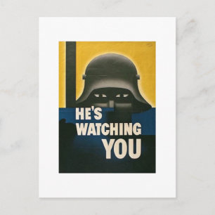 He's Watching You - Vintage WWII Postcard