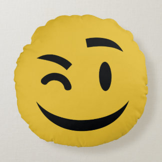 he's winking at you emoji round pillow