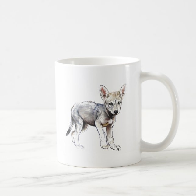 Hesitating Arabian Wolf Pup 2009 Coffee Mug (Right)
