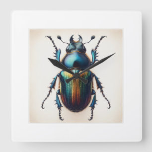 Hesperophanes Beetle Painting IREF902 - Watercolor Square Wall Clock