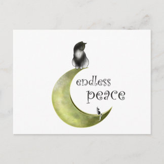 Hessaniata - cat on the moon postcard