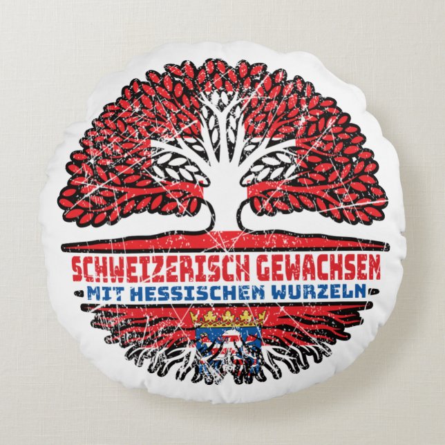 Hessen Hessisch Schweizer Schweiz Baum Wurzel Round Pillow (Front)