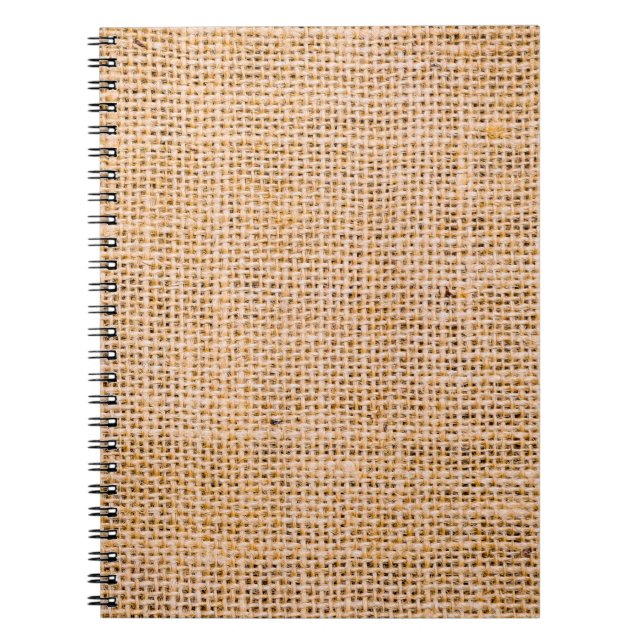 Hessian sackcloth burlap woven texture background, notebook (Front)