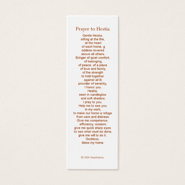 Hestia Prayer Card (Front)