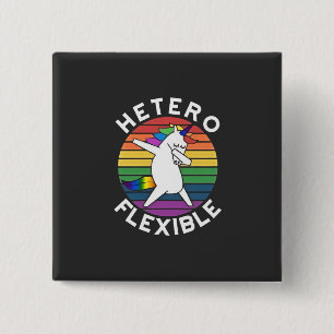 Hetero Flexible LGBT Lesbian Gay bisexual Trans 2 Inch Square Button