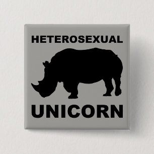 Hétérosexuel licorne Rhinoceros Bouton Badge Drôle