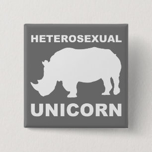 Hétérosexuel licorne Rhinoceros Bouton Badge Drôle