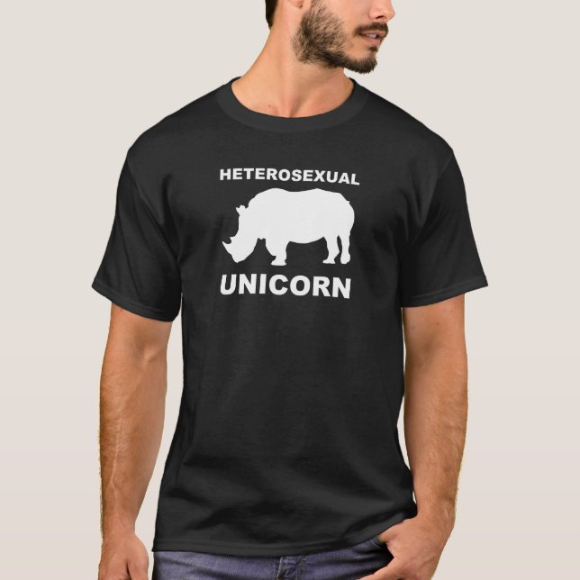 Hétérosexuel licorne Rhinoceros Funny T-shirt (Devant)