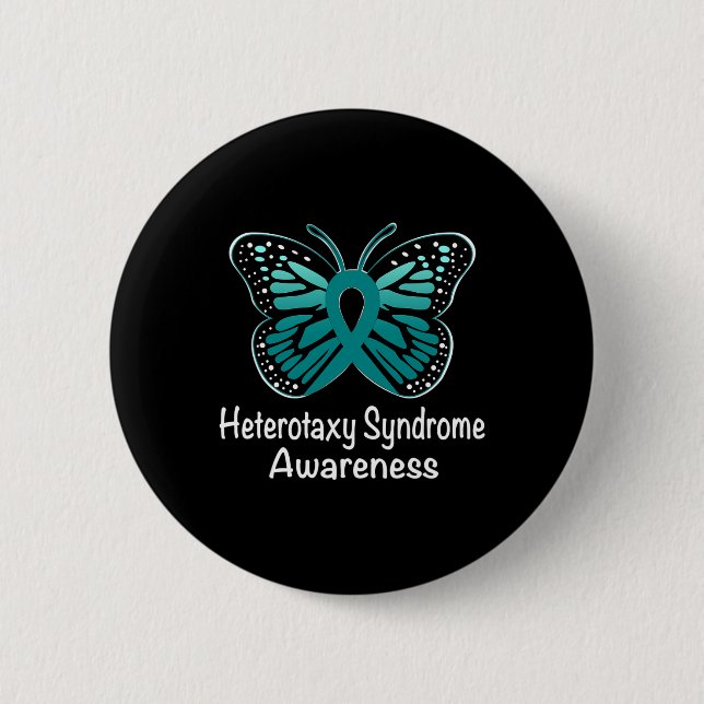 Heterotaxy Syndrome Awareness Warrior Support Teal 2 Inch Round Button (Front)