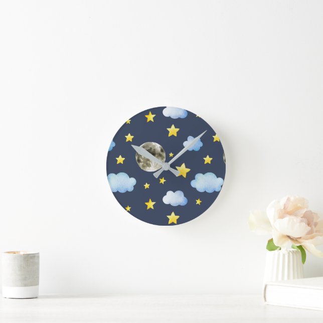 Heure Ciel De Nuit Et Nuages Acrylique Mur Horloge (Maison)