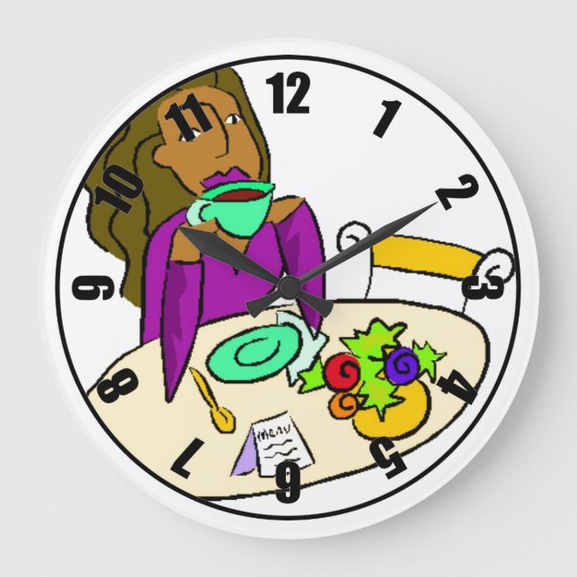 Heure Colorée Pour Coffee Break Horloge (Recto)