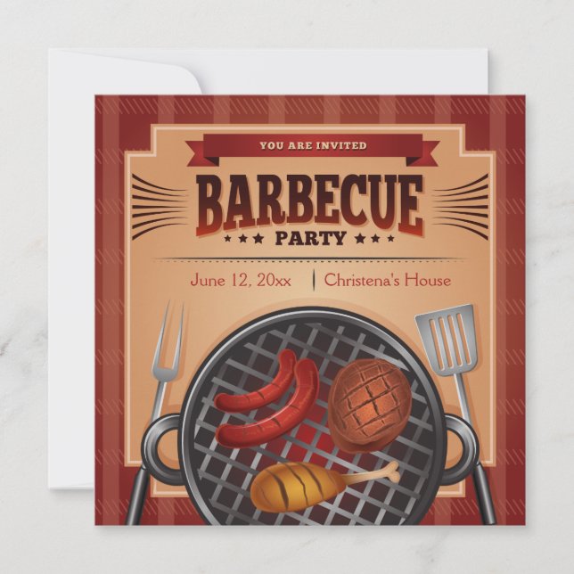 Heure de facturation Invitation de la partie BBQ (Devant)
