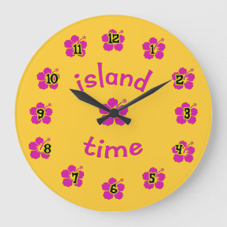 Heure de l'île ! Horloge murale Hibiscus Motif
