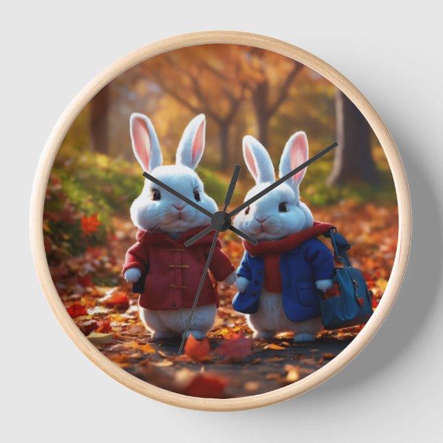 Heure de mignon : Horloge murale adorable de lapin (Recto)