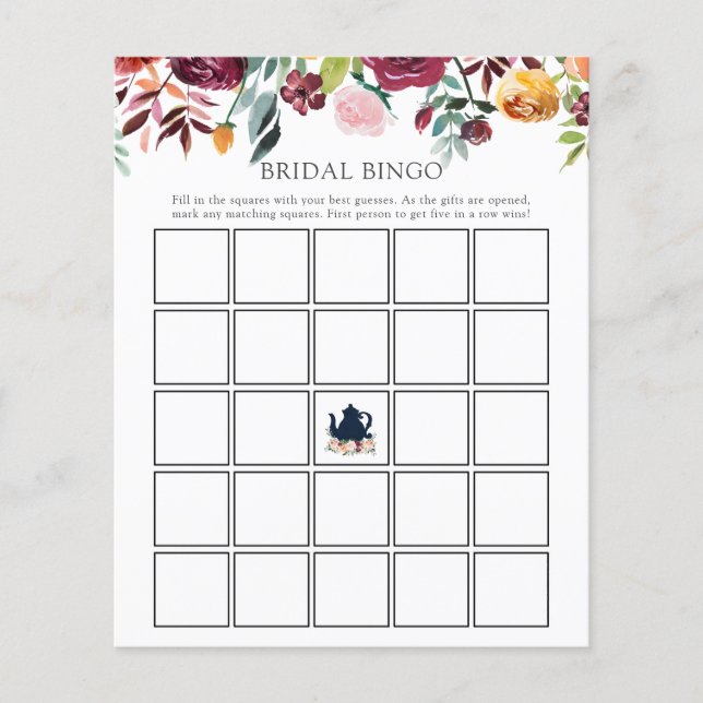 Heure de Tea Bride Bingo Carte de jeu (Devant)