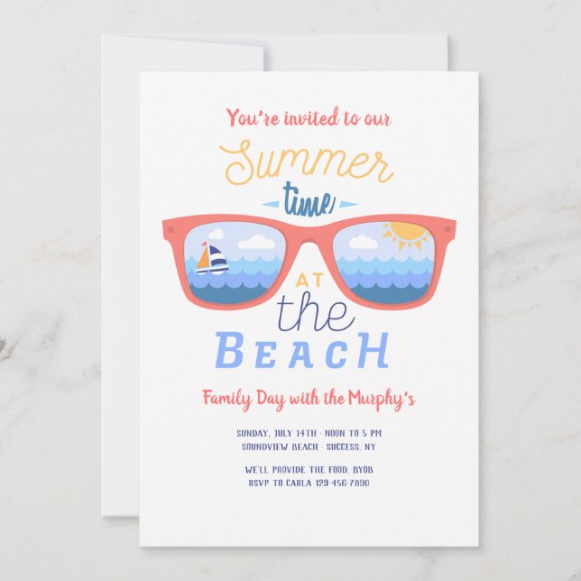 Heure d'été à la Plage Invitation (Devant)