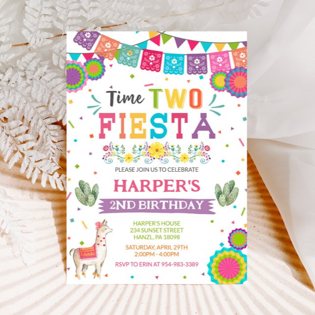 Heure Deux Fiesta Anniversaire Invitation (Créateur téléchargé)