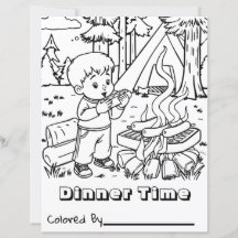 Heure du dîner | Page de coloriage du camping pour