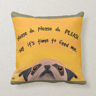 Heure du repas de carlin - coussin drôle pour des