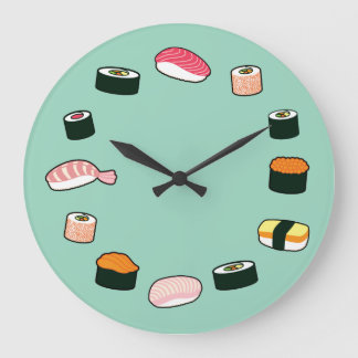 Heure du sushi ! Horloge murale funky (Menthe)