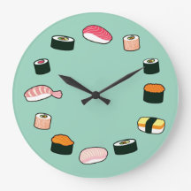 Heure du sushi ! Horloge murale funky (Menthe)