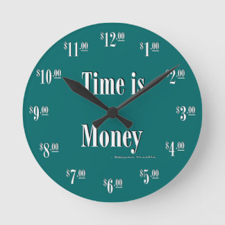 Heure est Argent Horloge - Texte blanc sur vert