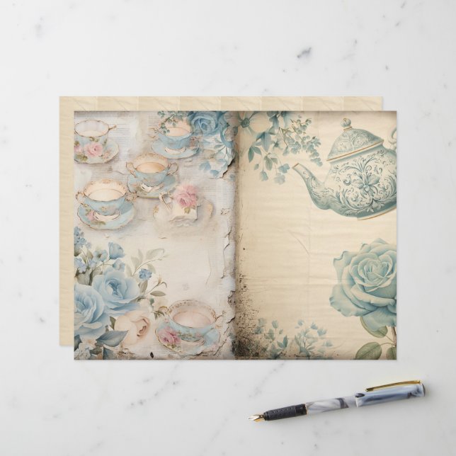 Heure pour le papier journal Tea Junk (Devant/Arrière en situation)