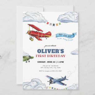 Heure Vol Avion Premier anniversaire Invitation