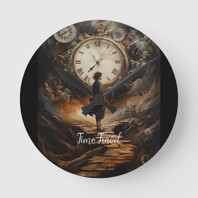 Heure Voyage Steampunk Horloge murale - Imaginaire (Recto)