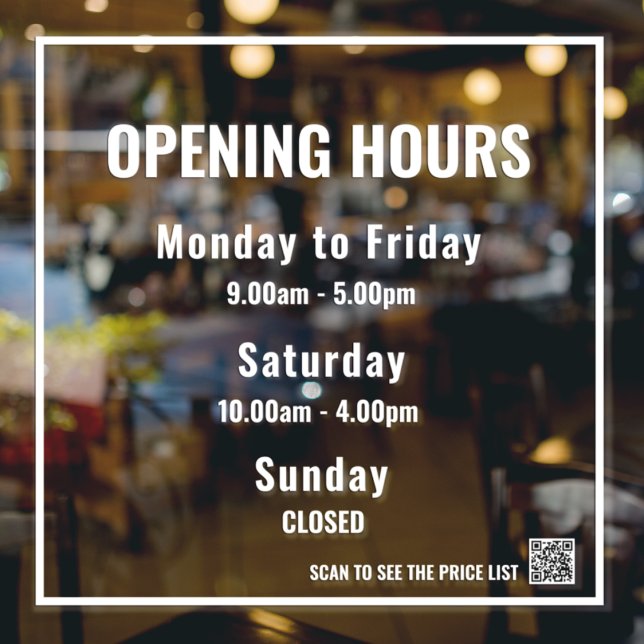 Heures d'ouverture minimales Autocollant de fenêtr (Créateur téléchargé)