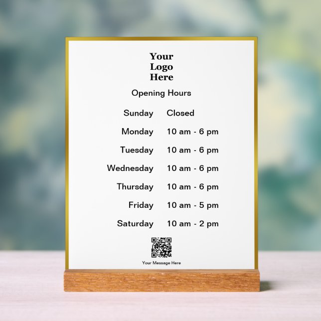 Heures d'ouverture White Gold Business Logo Code Q (Neutre)