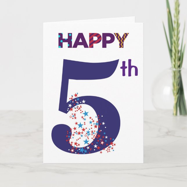 HEUREUSE **5e ANNIVERSAIRE** W/ Carte INTÉRIEURE S (Devant)