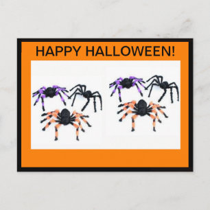 HEUREUSE CARTE POSTALE HALLOWEEN AVEC DES ESPIDERS