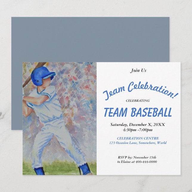 HEUREUSE INVITATION À LA FÊTE DE BASEBALL (Devant / Derrière)
