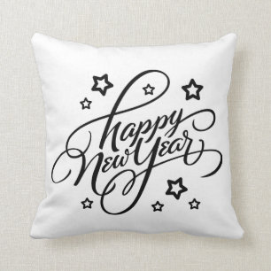 HEUREUSE NOUVELLE ANNÉE À LA MAIN   COUSSIN