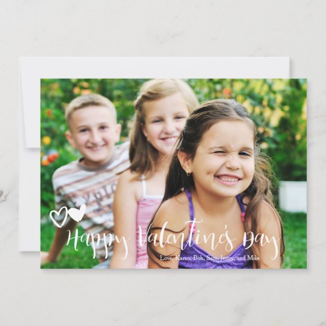 Heureuse Sainte-Valentin Carte photo Coeurs tendan (Devant)