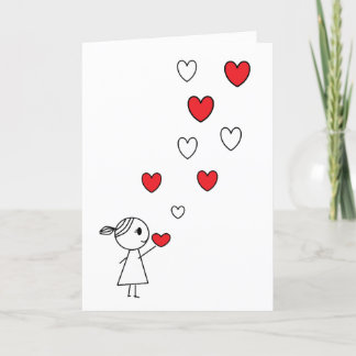 Heureuse Sainte-Valentin Carte Stick Girl avec les