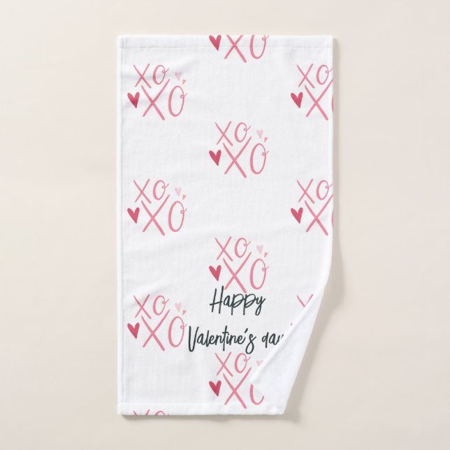 Heureuse Sainte-Valentin de coeur rose "XOXO" (Serviette à main)