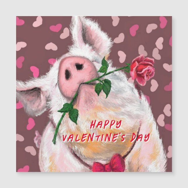 Heureuse Sainte-Valentin Jouer Carte Gentleman Pig (Devant)