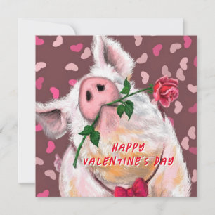 Heureuse Sainte-Valentin Jouer Carte Gentleman Pig