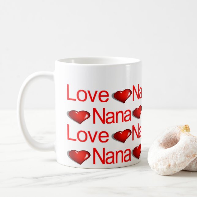 Heureuse Sainte-Valentin Mugs Love Nana Red Hearts (Avec donut)