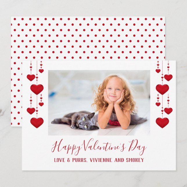 Heureuse Sainte-Valentin Red Hearts Carte photo pl (Devant / Derrière)