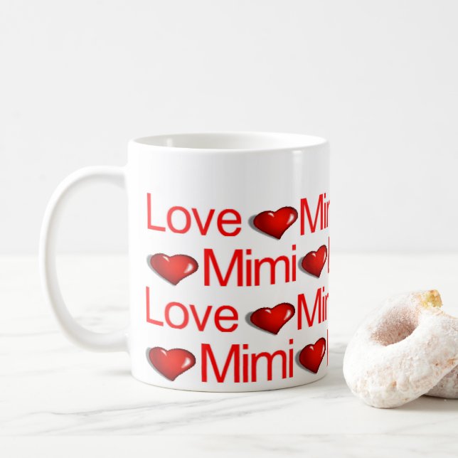 Heureuses Saintes-Valentin Mugs Aimer Mimi Coeurs  (Avec donut)