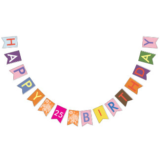 heureux 25e anniversaire drapeaux de bunting