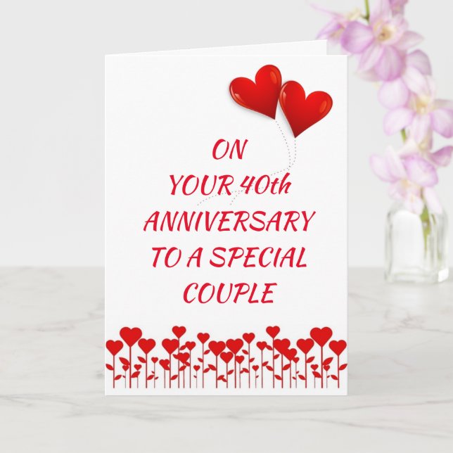 **HEUREUX 40e ANNIVERSAIRE UNE * Carte COUPLE SPÉC (Orchidée)