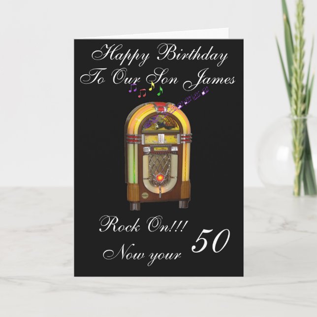 HEUREUX 50E FILS CARTE DE RÉJOUISSEMENT (Devant)